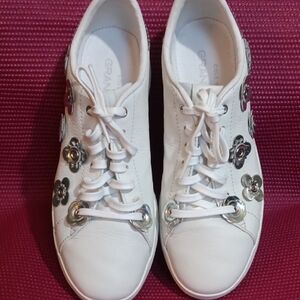 Cole Haan White Sneakers with Metallic Floral Details